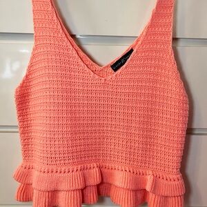 Almost Famous Coral Knit Crop Top
